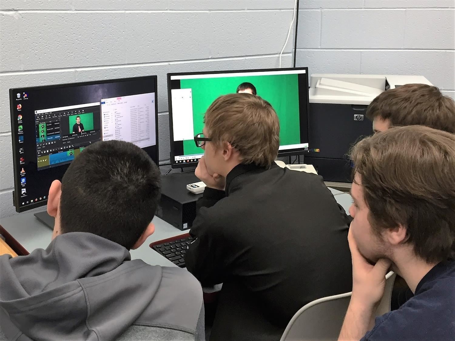 Students Editing Green Screen Video
